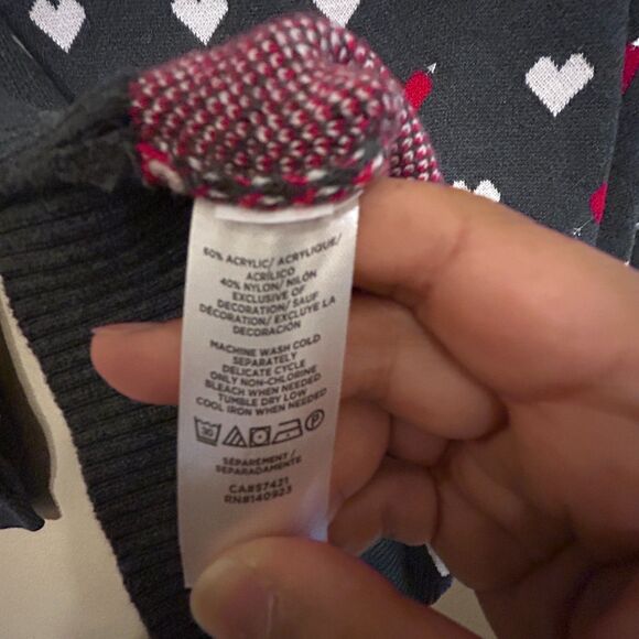 Loft Heart Print Boatneck Sweater Womens MP Medium Petite Gray 3/4 Sleeve - Picture 6 of 6